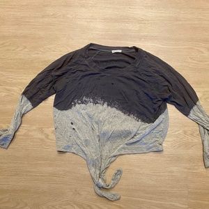 Socialite Distressed Navy and Gray Sweatshirt Size S